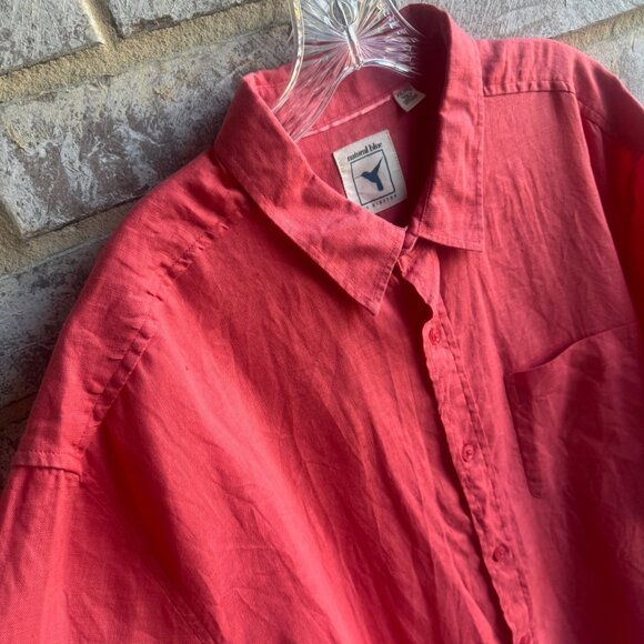 Natural Blue by Visitor Short Sleeve Button Up Collared Linen Shirt Size XXL - Picture 5 of 8